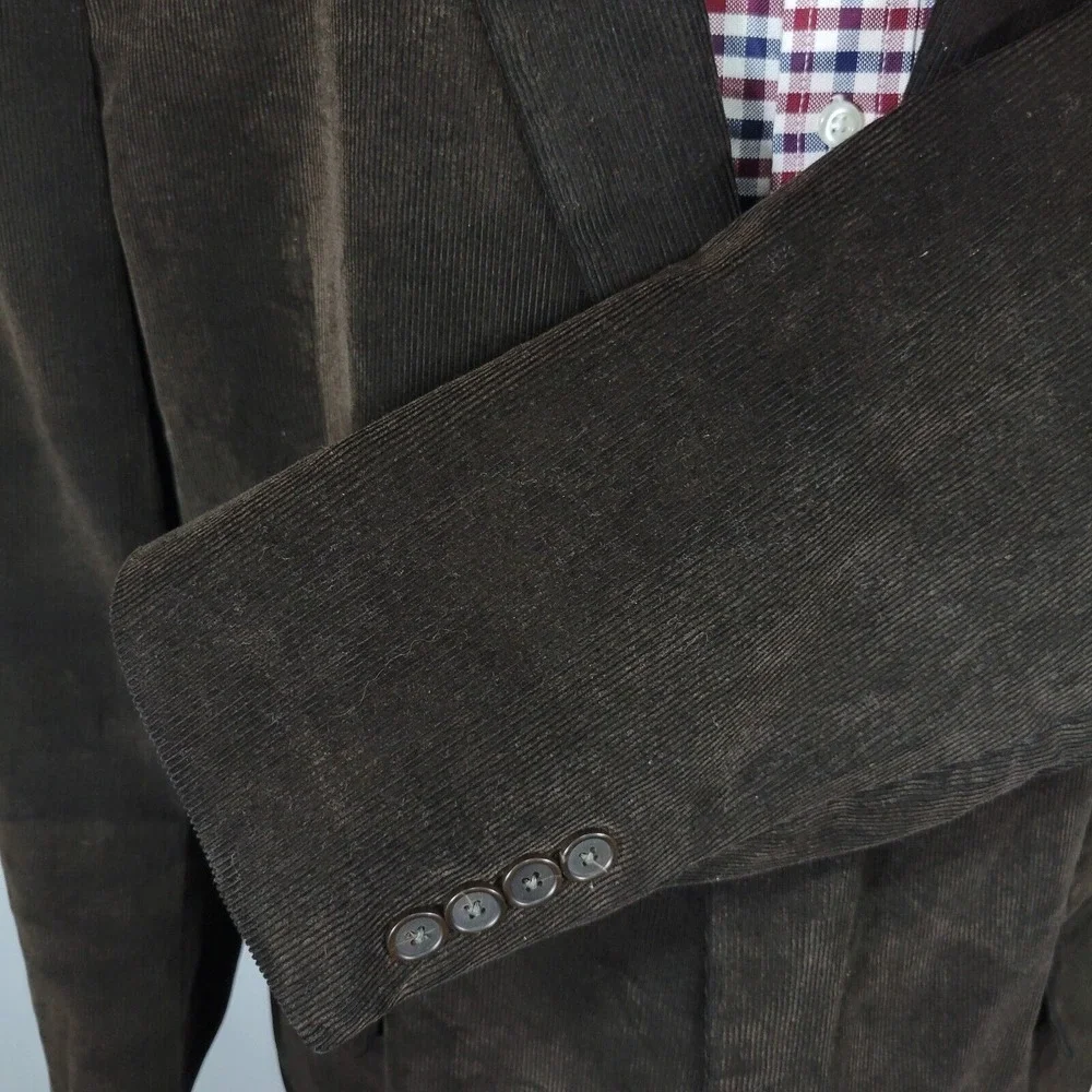 Pronto Uomo Men's Sport Coat Blazer Two Button Brown Corduroy‎ Cotton Sz 48XL